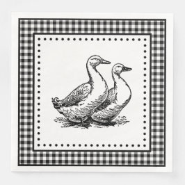 Servilleta De Papel De Cena Gingham de gansos