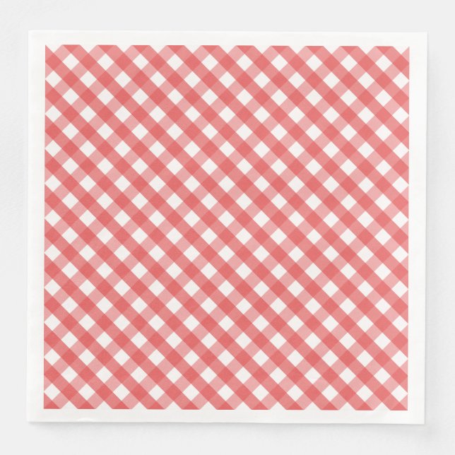 Servilleta De Papel De Cena Gingham Rojo (Anverso)