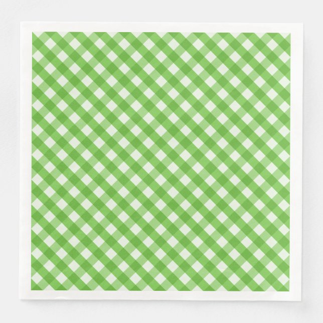 Servilleta De Papel De Cena Gingham verde (Anverso)