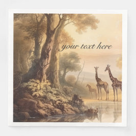 Servilleta De Papel De Cena Girafas botánicas vintage, personalizable