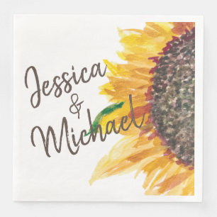 Servilleta De Papel De Cena Girasol Marrón Amarillo Nombre de la Pareja de Bod