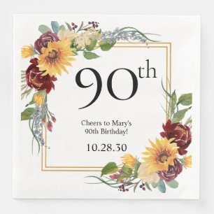 Servilleta De Papel De Cena Girasoles Cumpleaños 90