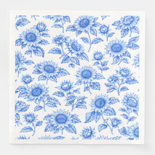 Servilleta De Papel De Cena Girasoles elegantes de Toile du Jouy - Botánico Az