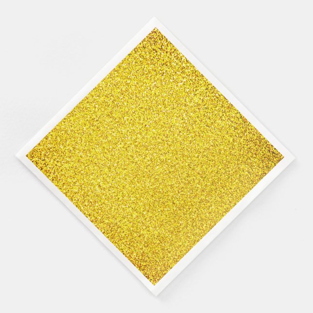 Servilleta De Papel De Cena Glitter Amarillo Dorado Brillo Bodas Cumpleaños 20 (Esquina)