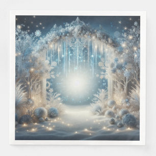 Servilleta De Papel De Cena Glittering Snowy Forest Boda Cena con servilletas