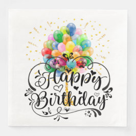 Servilleta De Papel De Cena Globos de Cumpleaños Feliz