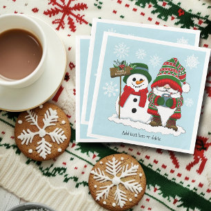Servilleta De Papel De Cena Gnomo de Navidad Acogedor Muñeco de Nieve Fiesta d