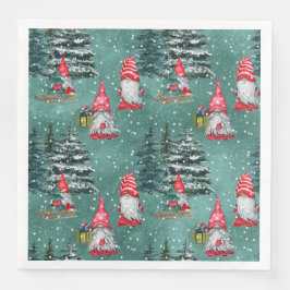 Servilleta De Papel De Cena Gnomos de Invierno Festivos