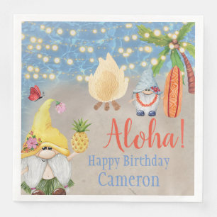 Servilleta De Papel De Cena Gnomos Tropicales Lindos en la Fiesta Luau de la P