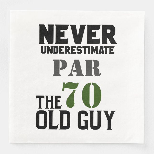 Servilleta De Papel De Cena Golf 70.º cumpleaños, nunca bajo estimación de vie (Anverso)