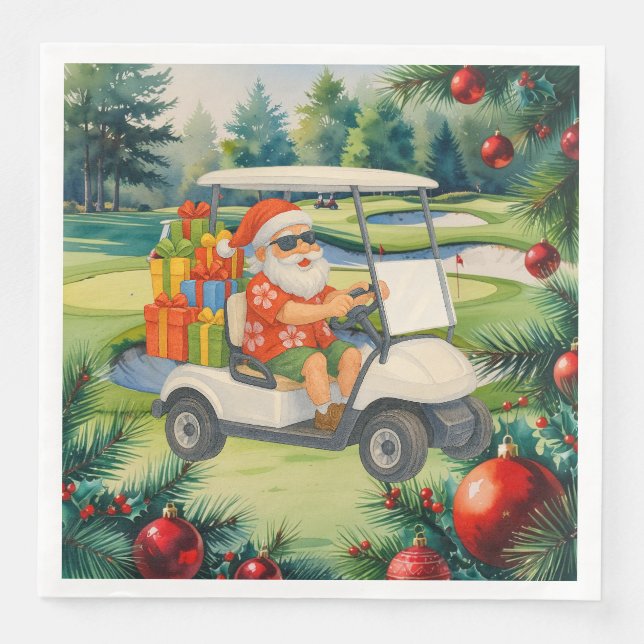 Servilleta De Papel De Cena Golf Santa Claus is golfing Christmas in July  (Anverso)