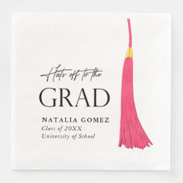Servilleta De Papel De Cena Gorras A Graduación De Tassel Rosa Y Oro
