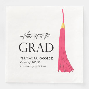 Servilleta De Papel De Cena Gorras A Graduación De Tassel Rosa Y Oro
