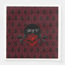 Servilleta De Papel De Cena Gothic Red Damask Rose Wedding