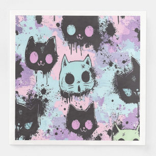 Servilleta De Papel De Cena Gótico de Kawaii Pastel Cute Patchwork Gato asquer