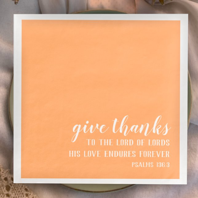 Servilleta De Papel De Cena Gracias Biblia Escritura Cristiana Acción de Graci (Bible scripture Thanksgiving napkins. Christian faith table decor. Give thanks to the Lord of Lords
)