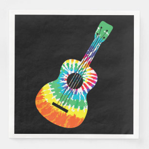 Servilleta De Papel De Cena Gracioso Hippie Arco Iris Tye Guitarra Acústica P