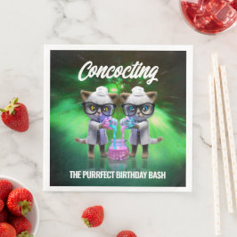 Servilleta De Papel De Cena Graciosos científicos de gatos mal pensados Cumple