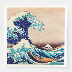 Servilleta De Papel De Cena Gran ola del arte japonés vintage de Kanagawa