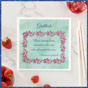 Servilleta De Papel De Cena Gratitud de rosas verdes y rosas bonitos