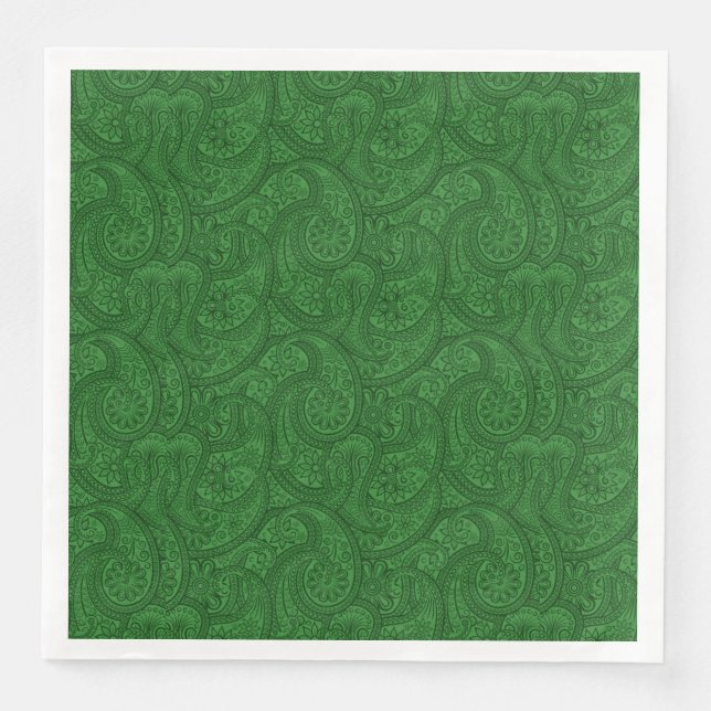Servilleta De Papel De Cena Green Paisley (Anverso)