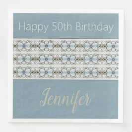 Servilleta De Papel De Cena Gris azul y verde