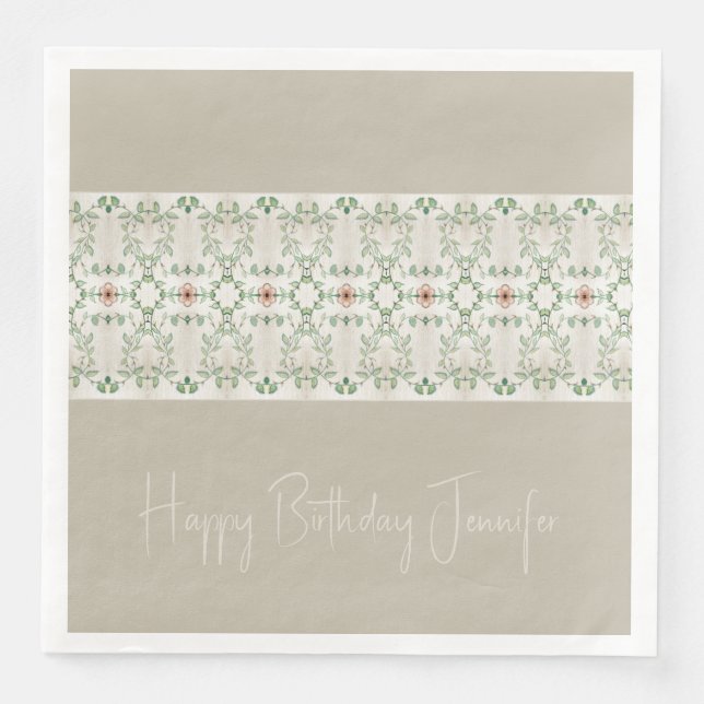 Servilleta De Papel De Cena Gris Fantástico Con Patrón Floral (Anverso)