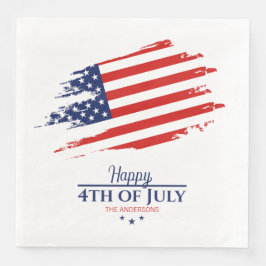 Servilleta De Papel De Cena Grunge Bandera Americana Feliz 4 de Julio ID1104