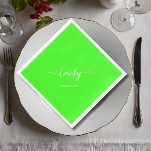 Servilleta De Papel De Cena guión elegante verde neón