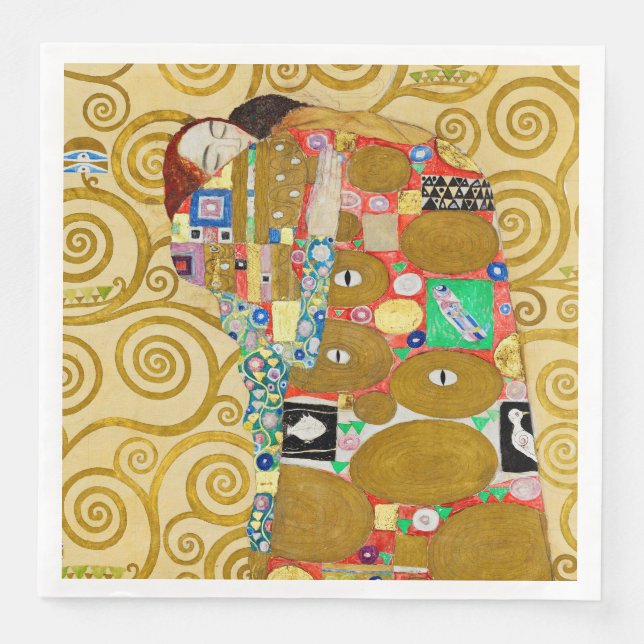 Servilleta De Papel De Cena Gustav Klimt Fulfillment Nouveau Couple (Anverso)