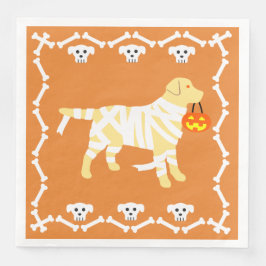 Servilleta De Papel De Cena Halloween Amarillo Labrador Mummy