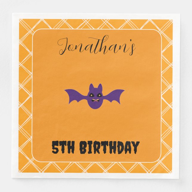 Servilleta De Papel De Cena Halloween Bat Birthday Party Napkins (Anverso)