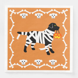 Servilleta De Papel De Cena Halloween Black Labrador Mummy