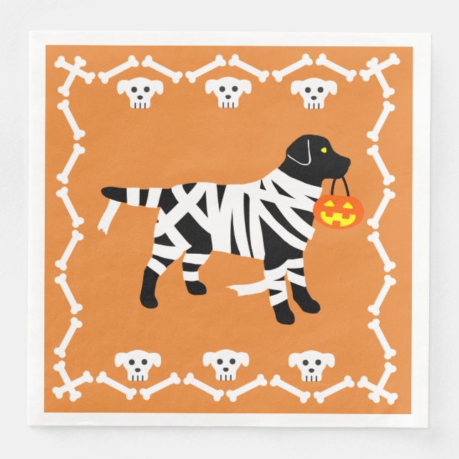 Servilleta De Papel De Cena Halloween Black Labrador Mummy (Anverso)