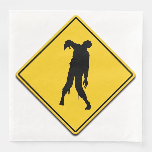 Servilleta De Papel De Cena Halloween de advertencia zombi (Anverso)