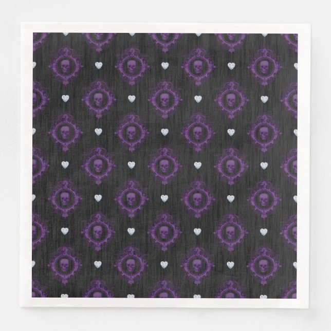 SERVILLETA DE PAPEL DE CENA HALLOWEEN DE PURPLE GÓTICO (Anverso)