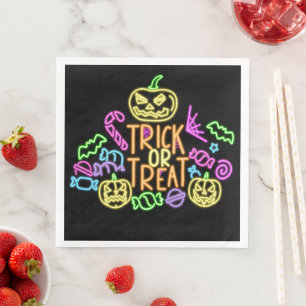 Servilleta De Papel De Cena Halloween Look de neón Truco Tratar Caramelo Fiest