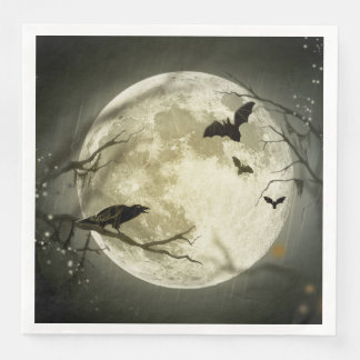 Servilleta De Papel De Cena Halloween Moon Spooky Crows