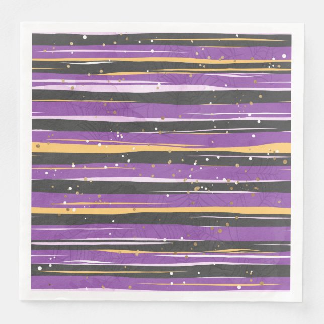 SERVILLETA DE PAPEL DE CENA HALLOWEEN, NARANJA NEGRO PURPLE (Anverso)