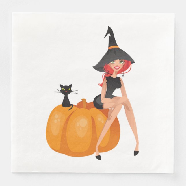 SERVILLETA DE PAPEL DE CENA HALLOWEEN WITCH (Anverso)