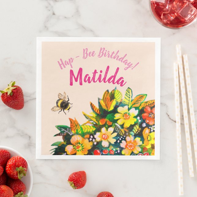 Servilleta De Papel De Cena Hap - Cumpleaños de Abeja (In situ)