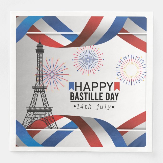Servilleta De Papel De Cena Happy Bastille Day - 14th July (Anverso)