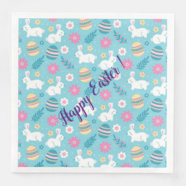 Servilleta De Papel De Cena Happy Personalizar Easter Rabbit Floral