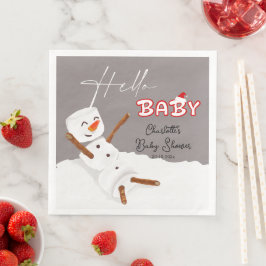 Servilleta De Papel De Cena Hello Baby Cute Snowman Baby Shower