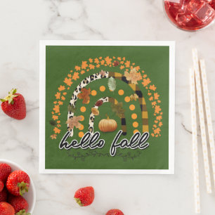 Servilleta De Papel De Cena Hello Fall Pumpkin Trendy
