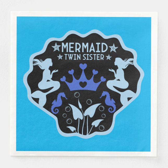 Servilleta De Papel De Cena Hermanas gemelas de Sirena (Anverso)