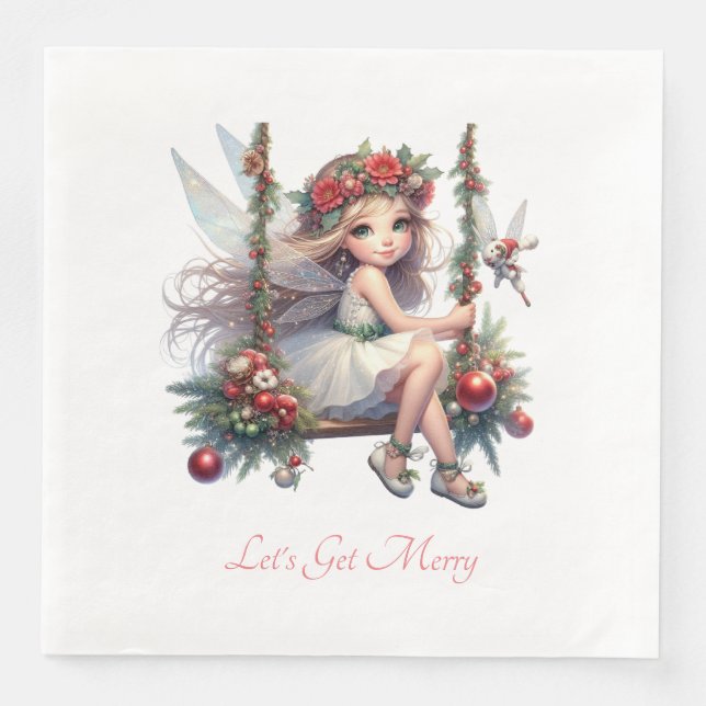 Servilleta De Papel De Cena Hermosa acuarela Navidad (Anverso)