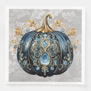 Servilleta De Papel De Cena Hermosa calabaza azul y dorada