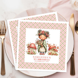 Servilleta De Papel De Cena Hermosa Celebración de Cumpleaños Floral Rosa Rubo