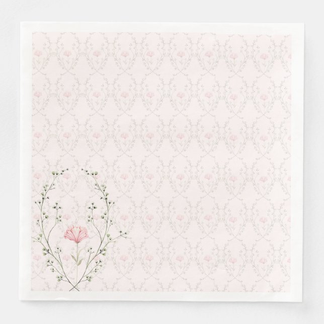 Servilleta De Papel De Cena Hermosa Floral  (Anverso)